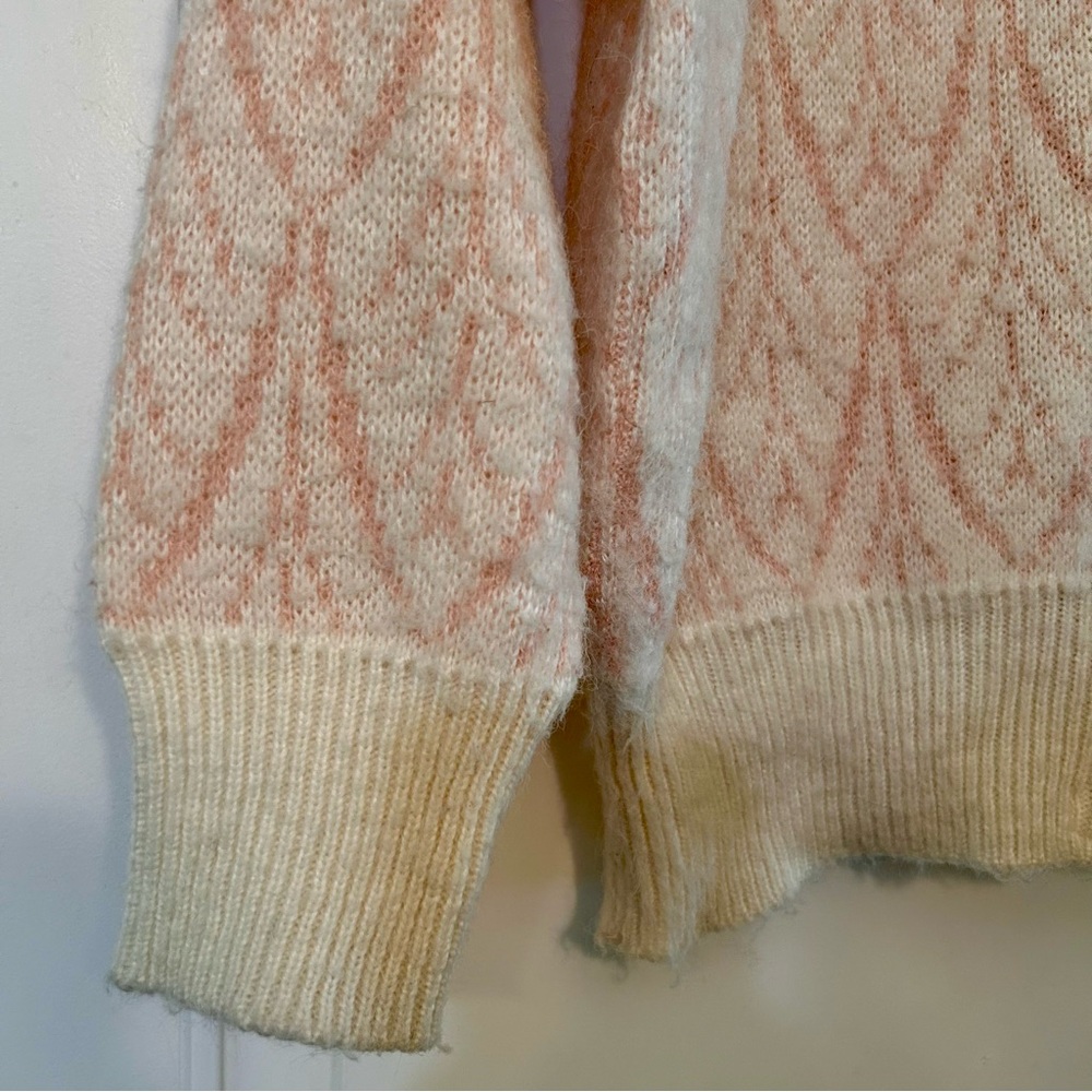 Vareuse Tokyo Angora Wool Blend Button Front Cardigan Sweater Ivory Pink Size M - Picture 3 of 10